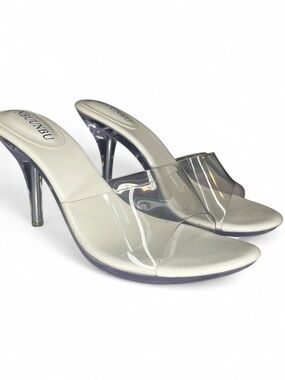 Y2K NBUUNBU Sexy Strapless Crystal Clear Platform Stiletto High Heeled Sandals 8